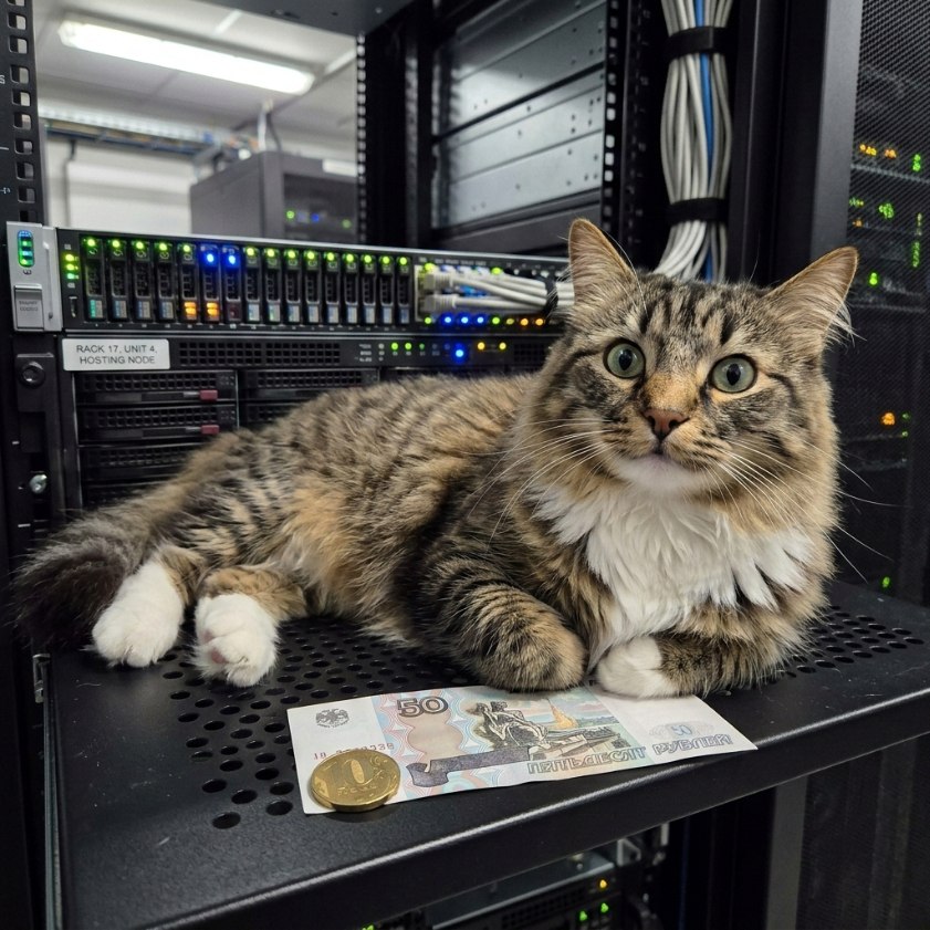 кот в серверной стойке